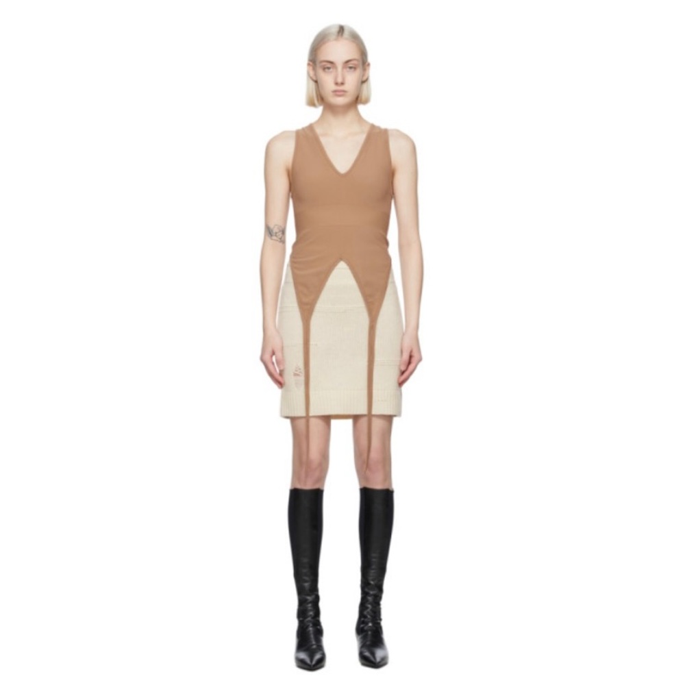 Helmut Lang tan Double Jersey Seamless Bra Tank Top. Size XS / Small